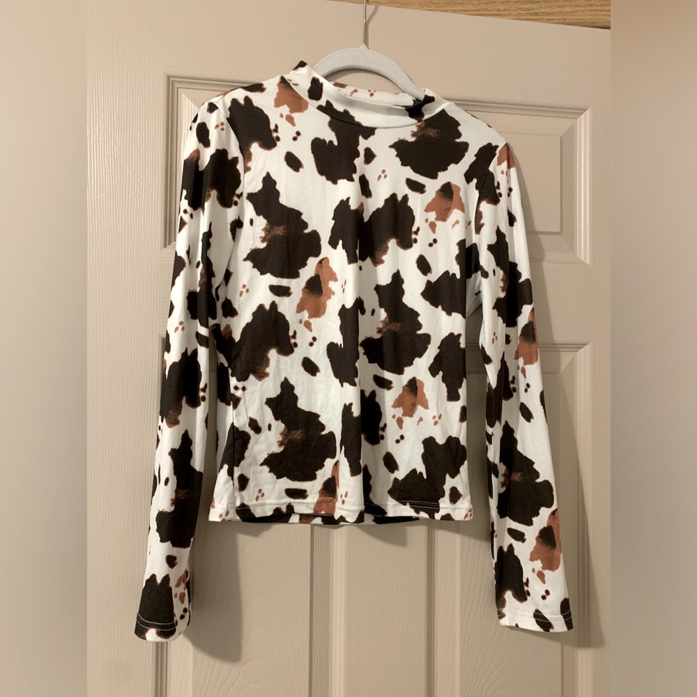 Cow print long sleeve top